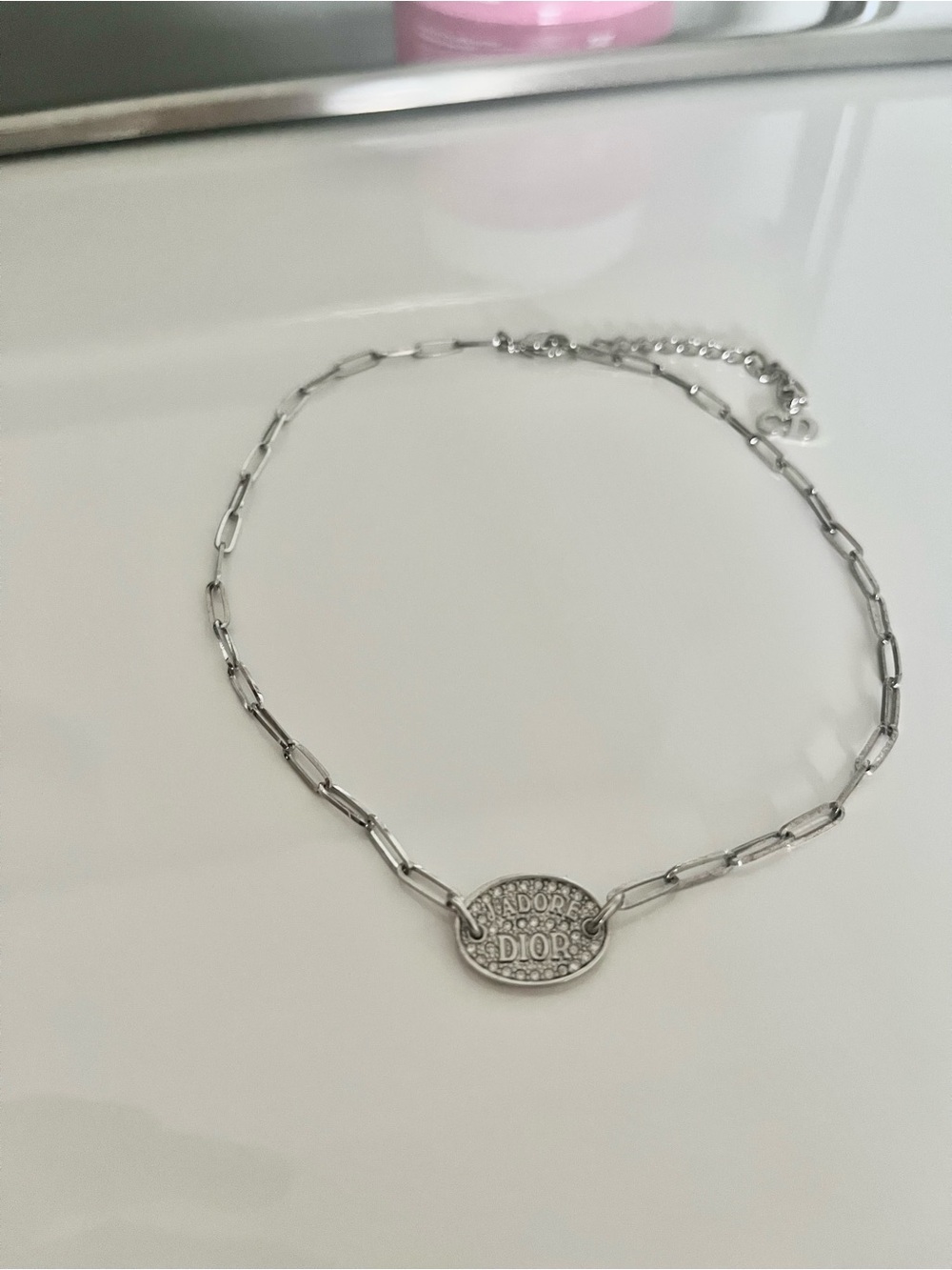 Dior Silver 'J'adore' Oval-Link Statement Necklace